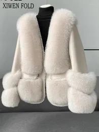 Women's Fur XIWEN Coat Young Short Style 2024 Autumn Winter Imitation Korean Version Long Sheeve Small Fragrant Pearl XF1033