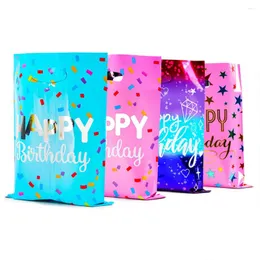 Gift Wrap Happy Birthday Påsar Plastic godis kakor rosa blå svart behandla påse paket för barn s