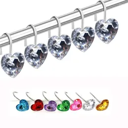 Tende da doccia 100 set (1200 pezzi) ganci per tende a cuore anelli ganci decorativi bling acciaio inossidabile antiruggine all'ingrosso K2