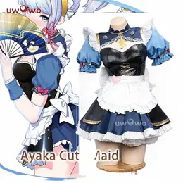 W magazynie UWOWO AYAKA Cosplay Maid Costume Impact Fanart Kamiisato Ayaka Słodka pokojówka Dr Halen Costumes SURES N2OX#