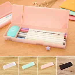Frosted Pencil Case Simple Non-toxic Hard Plastic Box Translucent Students Gift Pen For School