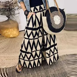 Saias Skorts Moda Onda Padrão Imprimir A-Line Saia Mulheres Casual Boho Praia Cintura Alta Solta Hem Senhoras Commuting Elegante Longo YQ240328