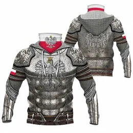 Knights Templar Armor 3D толстовки с принтом Harajuku Fi Толстовка Женщины Мужчины Повседневный пуловер с капюшоном Маска Теплая Прямая поставка 07 L7sw #