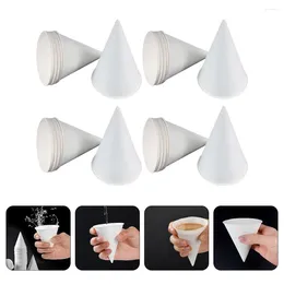Disposable Cups Straws 200 Pcs Drinking Glasses Cone Paper Cup Ice Cream Holders Bowl Water Cooler For Dispensers White