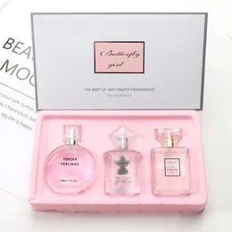Kvinnors parfym presentförpackning Vacker flicka Tre stycken Set Women's Lasting Fragrance Fresh Students