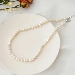 Wisiorki Ashiqi 7-8 mm naturalny barokowy naszyjnik z perłową perłową biżuterię dla kobiet