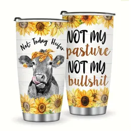 1pc Suower Cow Tumbler Women 20oz Travel Cup Insulated Coffee Mug Christmas Mother's Birthday Valentines Day Gift for Mom Friend Girls Sister Daughter