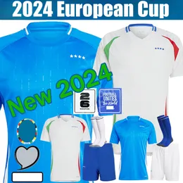 2024ユーロカップイタリーサッカージャージー24 25マグリアイタリアナショナルチームサッカーシャツメンズキッズキットフルセットイタリア125周年記念ホームアウェイチエサバレラ