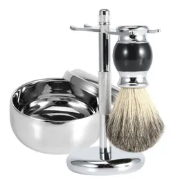 2024 Shaving Brush Badger Hair 26mm Wood Handle Clear Acrylic Stand Stainless Steel Bowl for Men Wet Shave Brushes Set Gift