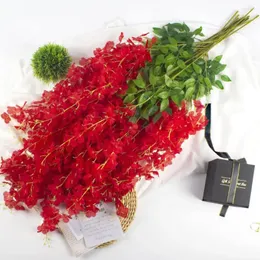 Dekorativa blommor falska wisteria kit långa konstgjorda vinstockar realistisk kransdekoration för hembröllop
