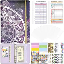 Mandala Pattern A6binder الميزانية ملاحظات فضفاضة أوراق دفتر اليومية الأموال النقدية للكتاب اليدوية