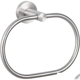 Towel Rings Ring Brushed Nickel Angle Simple Sus304 Stainless Steel Hand Rack Unique Oval Shaped Holder Drop Delivery Home Garden Bath Otgcf