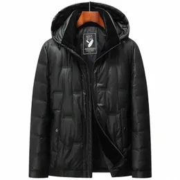 BATMO 2023 NEW ARRING WINTER TOP QUALITY 90％White Duck Down Hooded Jackets Men、Waterproof Leather Coat Men HS998 A96C＃