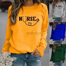 Bluzy damskie bluzy dla kobiet pielęgniarka z kapturem wydrukowana polar długi rękaw o szyja luźna bluzy dziewczęta pullovery zima 24328