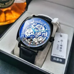 Tourbillon quadrato cavo a doppia faccia completamente automatico orologio meccanico puro moda uomo personalizzato nuovo orologio da uomo impermeabile