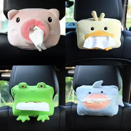 Depolama Çantaları Karikatür Araba Toka Doku Kutusu Kawaii Piggy Dog Frog Bag Yaratıcı Peluş Kağıt Tutucu Organizatör