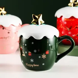 Tassen 2024 Weihnachtsbecher Keramik Trinkbecher Frühstück Milch Kaffee Home Küche Trinkgeschirr Dekorationen Geschenk