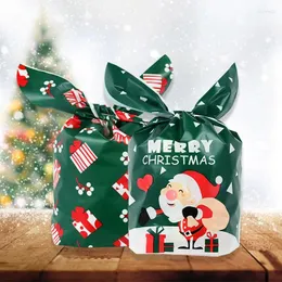 Confezione regalo 25/50 pezzi Sacchetti di caramelle di buon Natale Fiocco di neve Babbo Natale Confezione di biscotti Anno di Natale Navidad Decor 2024
