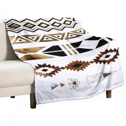 Blankets Tribal Aztec Gold And Black Design Throw Blanket Camping Designer