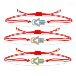 Charme Pulseiras Cubic Zirconia Cristal Azul CZ Pedras Hamsa Mão Pulseira Mulheres Menina 2022 Moda Red String Hanmade Jóias Prese204j