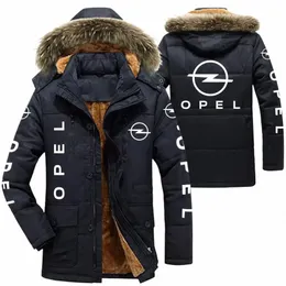 Opel Logo Men's Winter Cott Jackets Hooded Parkas Lamb Päls foder plysch män kallt förtjockning fi motorcykeljacka z0x3#
