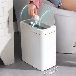 Boxes 15/18l Bathroom Smart Sensor Trash Can Garbage Bucket for Kitchen Toilet Waterproof Narrow Seam Automatic Trash Bin Wastebasket