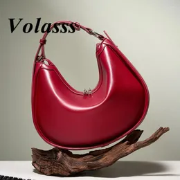 Totes VOLASSS Design Genuine Leather Shoulder Underarm Bag For Women 2024 Fashion Cowhide Crossbody Bags Versatile Luxury Handbag