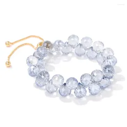 Frisado Strand Gota de Água Forma de Vidro Pulseira de Cristal Sintético Cinza Bead Ajustável Corrente Feminina Shinny Reki Jóias Presente Entrega Br Otmnu