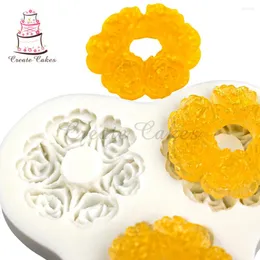 Moldes de cozimento 3 buracos flor molde de silicone crianças bolo de aniversário decoração suprimentos ferramenta chocolate