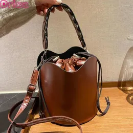 Сумка Дрига, женская сумка-мессенджер на шнурке, тканая сумка-мешок, 2024, свежие и модные повседневные сумки из искусственной кожи
