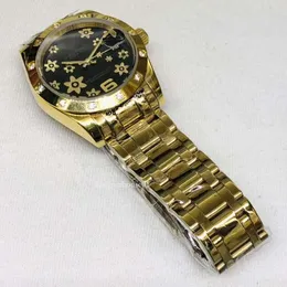 Designer relógios de alta qualidade clássico Laojia Log Gold Black Flower relógio mecânico totalmente automático Rz1428