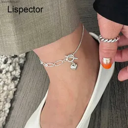 Anklets Lispector 925 Sterling Silver Korean Love Charm Necklace Suitable for Women Simple Chain Necklace Women Summer Beach Jewelry GiftsL2403