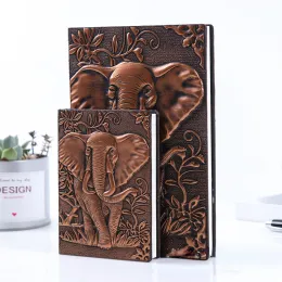 Skulpturer präglade koppar Elefant Notepad Vintage Notebook Notepad PU Travel Souvenir Office Decoration Desk Decor A5 A6