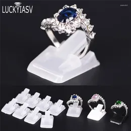 Bolsas de jóias 20 pçs / lote anel mostrar plástico fosco exibe titular para decoração suporte jóias exibir anéis