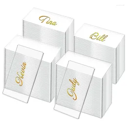 파티 장식 50pcs 결혼식을위한 아크릴 사각형 장소 카드 명확한 빈 게스트 이름 카드 투명 테이블 좌석