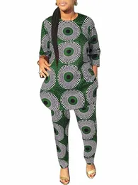 vonda Women Suits Pants 2023 Elegant Printed Fi Sets Lg Sleeve Casual Loose Matching Sets Elastic Waist Trousers And Tops w2DP#