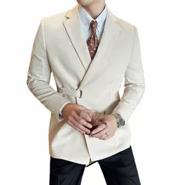 Boutique Fi Solid Color Highlend العلامة التجارية Casual Busin Men's Men's Groom Groot Blazers for Men Suit Tops Jacke Coat H2EW#