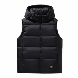 Uomini Nero Oro Giù Gilet Giacca invernale da uomo caldo impermeabile giacca Sleevel Autunno casual antivento addensare gilet di marca uomo 74bh #