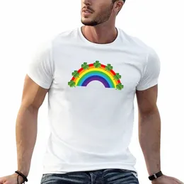 T-shirt arcobaleno Four Leaf Clover dei pesi massimi per un ragazzo, camicie da allenamento semplici per uomo Y07v #