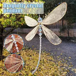 Dekorativa figurer Crystal Dragonfly Window Decor med pärlor som hänger prydnad 15x15cm Hållbar enkel installation