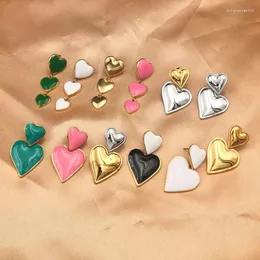 Stud Earrings 6pcs/lot Fashion Enamel Hearts Stainless Steel Earring For Women Jewelry