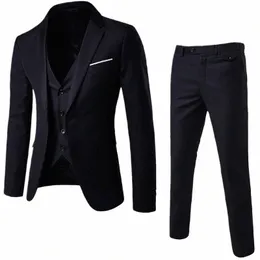 Jodimitty Männer Blazer 3 Stück Sets Herbst Hochzeit Formale 2 Anzüge Elegante Busin Luxus Volle Weste Hosen Mäntel Klassische Jacken Z0rk #