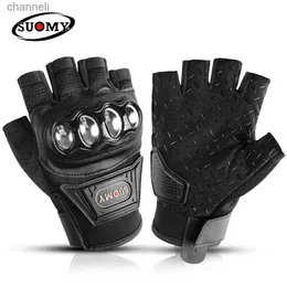 Luvas táticas suomy motocicleta meio dedo bicicleta dedos verão aço inoxidável proteção sem dedos masculino yq240328