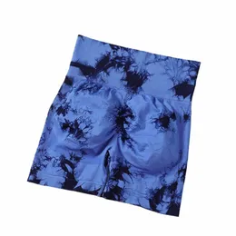 Calofe Tie Dye Pantaloncini da donna Seaml Yoga Stretto Butt Lifting Allenamento Ciclismo Pantaloni sportivi Vita alta Elastico Leggings sportivi b6l5 #