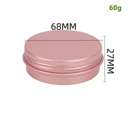 60 ml de contêineres de alumínio de ouro rosa vazio Jarros recarregáveis de amostra de amostra de amostra de ferramenta de armazenamento de 2 onças de embalagem de embalagem de metal de metal latas