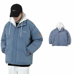 Mäns falska tvådelar Cott Jacket Winter Loose Thicked Clothed Hg Kg Style Trendy Streetwear Bread Service Parka Coat 09cz#