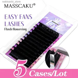 Falska ögonfransar 5Case/Lot Masscaku Easy Fanning 0,05 0,07 mm Auto Fans Eyelashes Autofloracion Faux Mink individuella fransar Extension24327