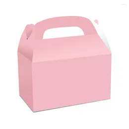 Geschenkpapier, 48 Stück, weiße Leckerli-Giebel-Partygeschenkboxen, Papier für Geburtstagsparty, 15,2 x 8,9 x 8,9 cm, Rosa