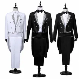 men Blazer Pants Vintage Double Breasted Color Block Swallowtail Formal Suit Spring Autumn Men Suit Tuxedo Singer Costume Outfit 78fl#