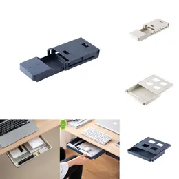 2024 Self Stick Under Desk Transparent Drawer Desktop Stationery Storage Box Invisible Office Organizer Small Hanging Hidden Shelf